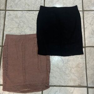 Elegant Black and Brown Lace Skirt Set